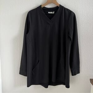 LOGO Lounge by Lori Goldstein Black Tunic Long Sleeve Top Shirt Medium